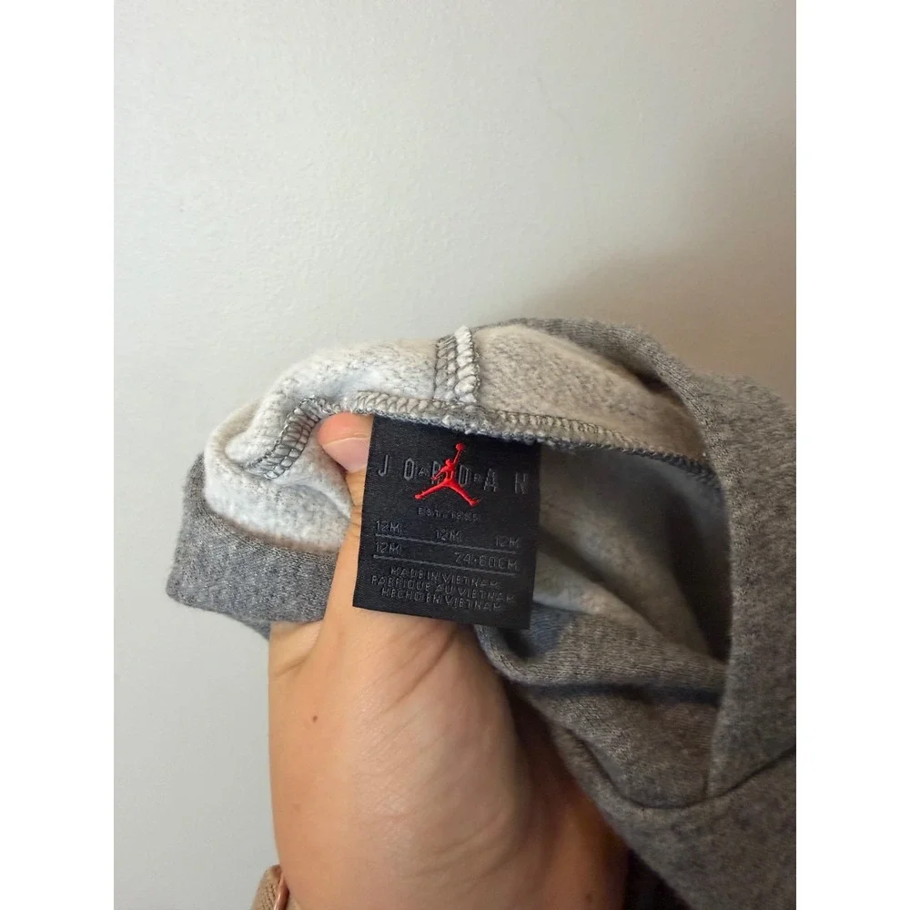 Jordan Flight Hoodie Grey Jumpman Graphic Fleece Sweatshirt Kids Size 12M